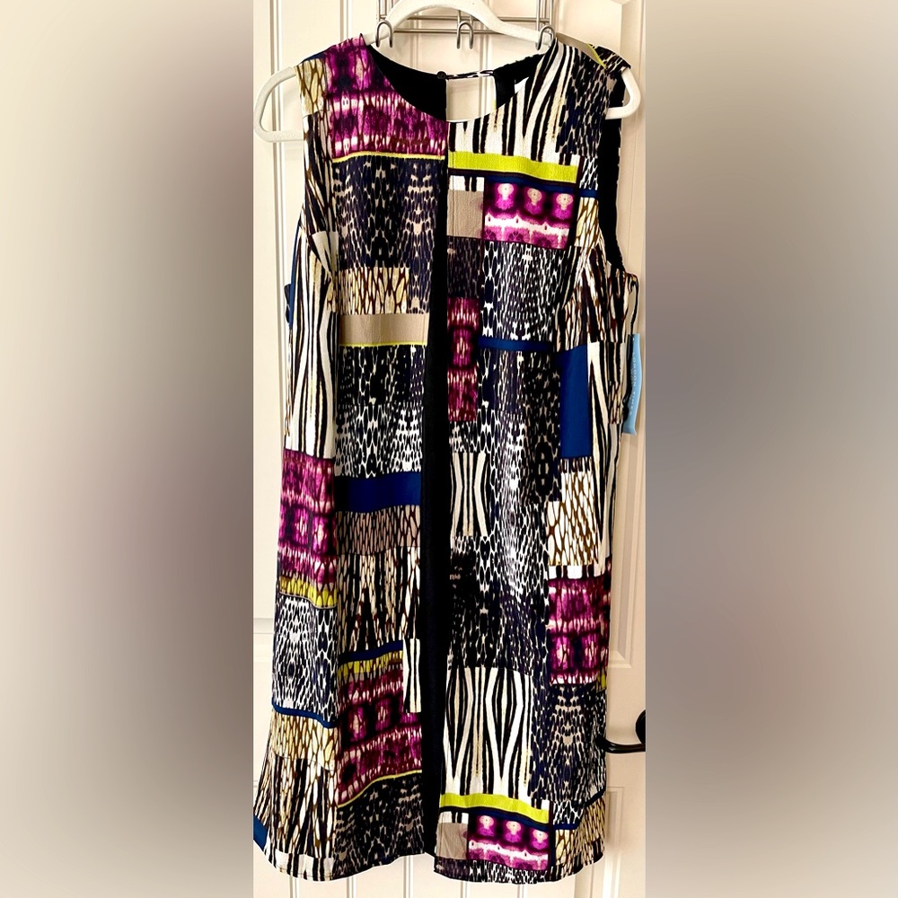 London Times Multi Layered Black/Multi Color Plus Dress